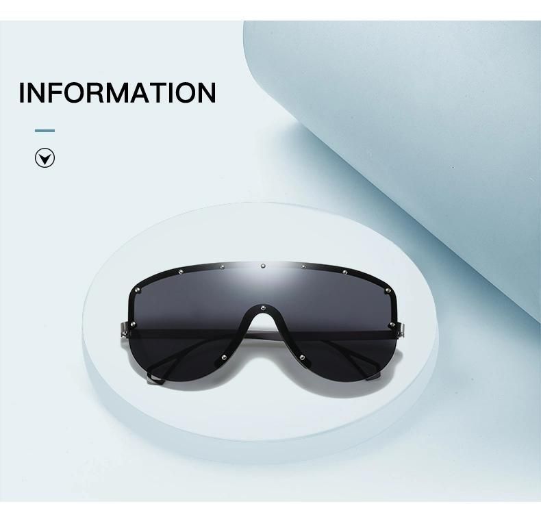 Metal Frame Sunglasses Colorful Lenses One-Piece Sunglasses Trendy Sunglasses