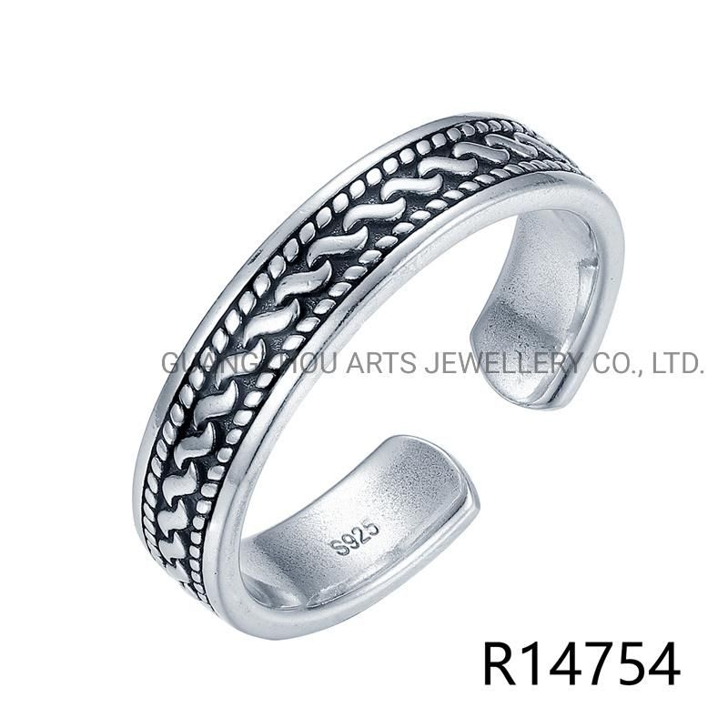 925 Sterling Silver Rock Punk MIDI Rotating Decorative Pattern Ring