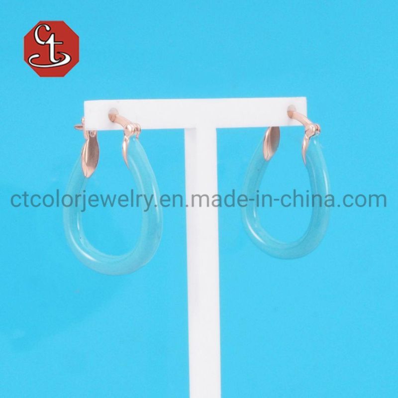 Newest Silver or Brass Earrings for Women Small Circle Enamel Earrings Silver Hoop Earring