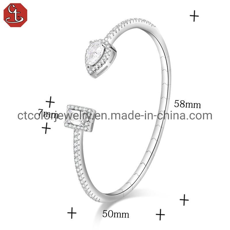 Hot Sale 925 Sterling Silver Bracelet Cubic Zircon Bangle Wholesale Fashion Jewelry for women