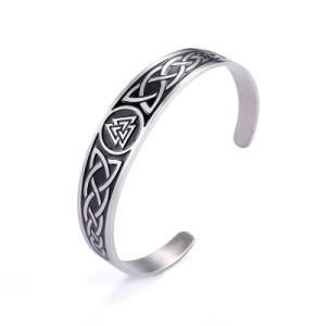 Women Bangle Celtics Knot Symbol Ireland Hrunger Valknut Stainless Steel Cuff Bracelet Viking Nordic Engraved Gift