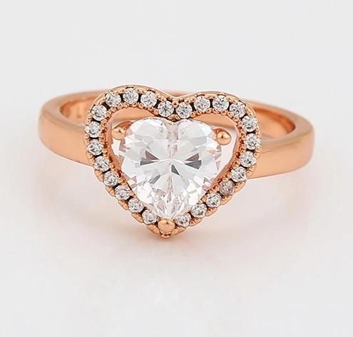 Elegant Fashion Heart Shaped Diamond New Design Alloy Ring