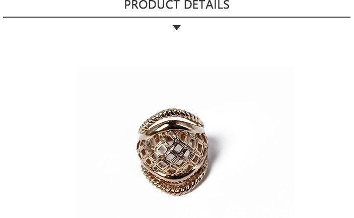 New Design Fashion Jewelry Gold Mesh Shape Ring with Rhinestone