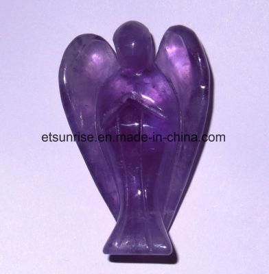 Natural Gemstone Crystal Amethyst Angel Engraving Carving Statue Skulpture