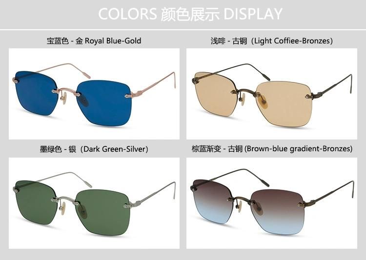 Retro Frameless Sunglasses Men Small Rectanglar Lentes De Sol Gradient Square Designer Women′s Fashionable Luxury Rimless Vintage Sunglasses Women