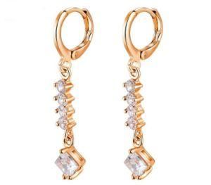 2018 Tory Earrings Gold Color Clear Crystal CZ Zirconia Long Pendant Hoop Earrings for Pendientes Mujer Jewelry