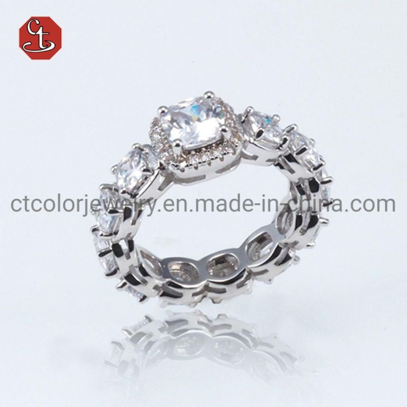 Eternity Gemstone Rings Green/Blue Created Stone Wedding Ring for Women