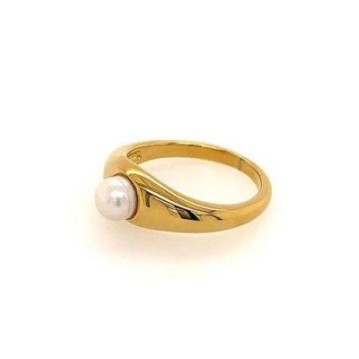Women Jewelry Gold Plated Ring with Vintage Pearl