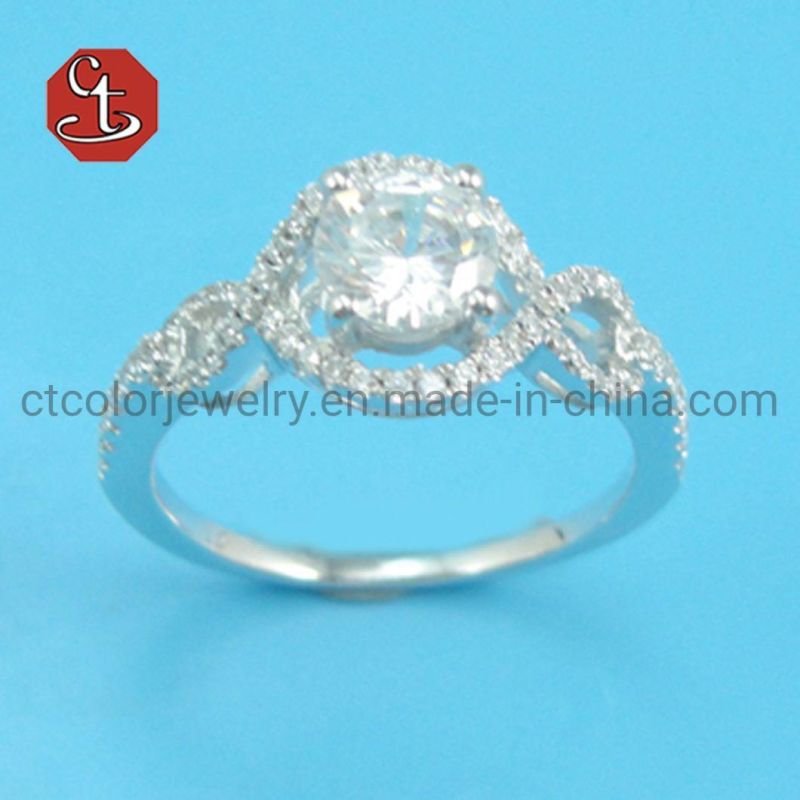 High Quality 925 Sterling Silver Wedding Ring Round CZ Finger Rings for Women Silver Engagement Jewelry