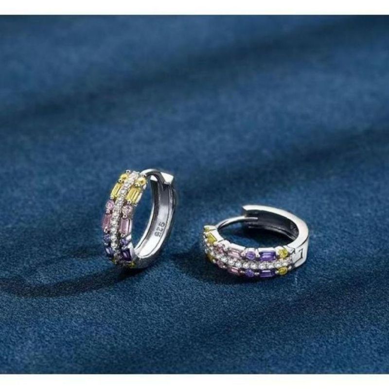 S925 Pure Silver Color Zirconium Earrings High Sense Light Luxury Wind Earrings Female Hot Selling Summer New Accessories