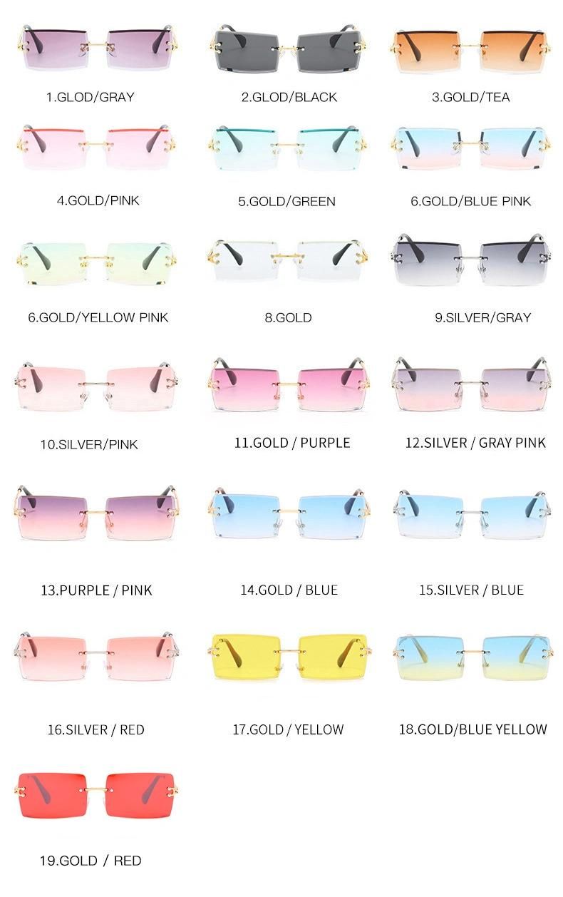 Small Rimless Sun Glasses Square Eyewear Women Sunglasses Metal High Quality Sunglasses 2022