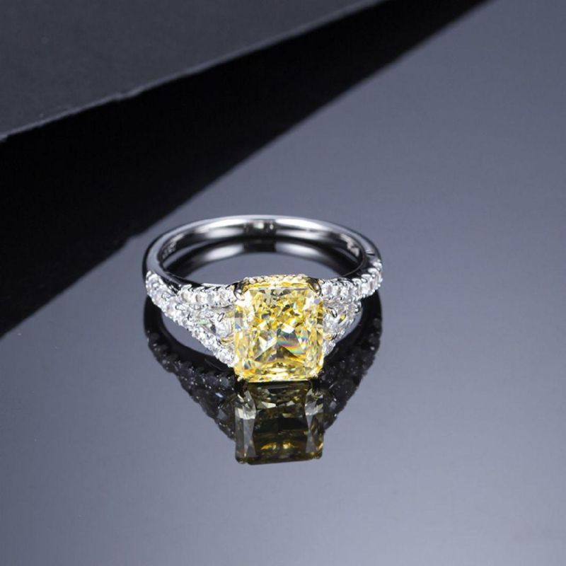 Fashion Jewellery 3.0CT Radiant Cut Shining Diamond Gold Plated Jewelry Elegant Sterling Silver 925 Rings