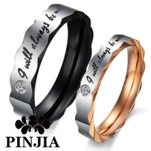 Fashion Letters Rhinestone Titanium Steel Jewelry Wedding Ring