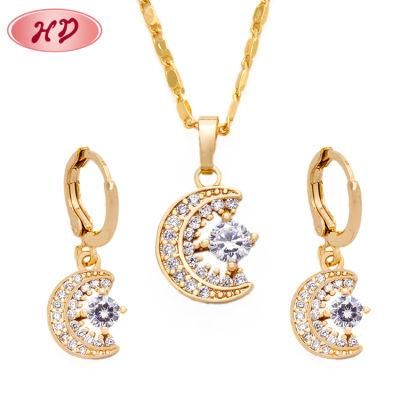 Hengdian Dubai Jewellery Colorful Gold Plated Zircon Jewelry Set