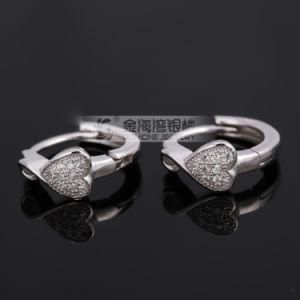 Brand New Heart Designed 925 Sterling Silver Pave Setting Earring