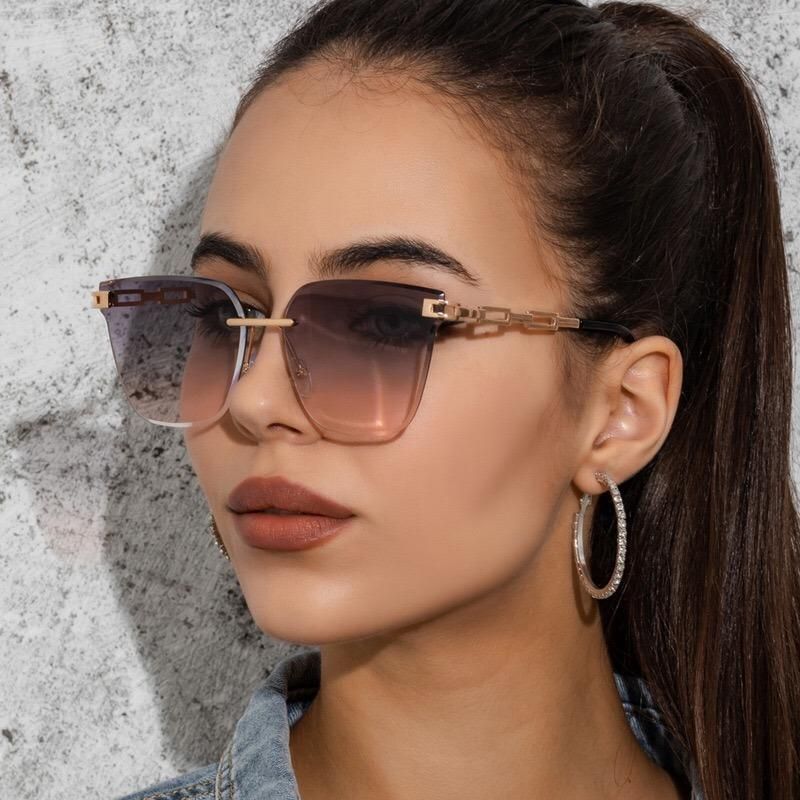 Whosale New Design Fashionable Rimless Square Metal Sunglass for Woman