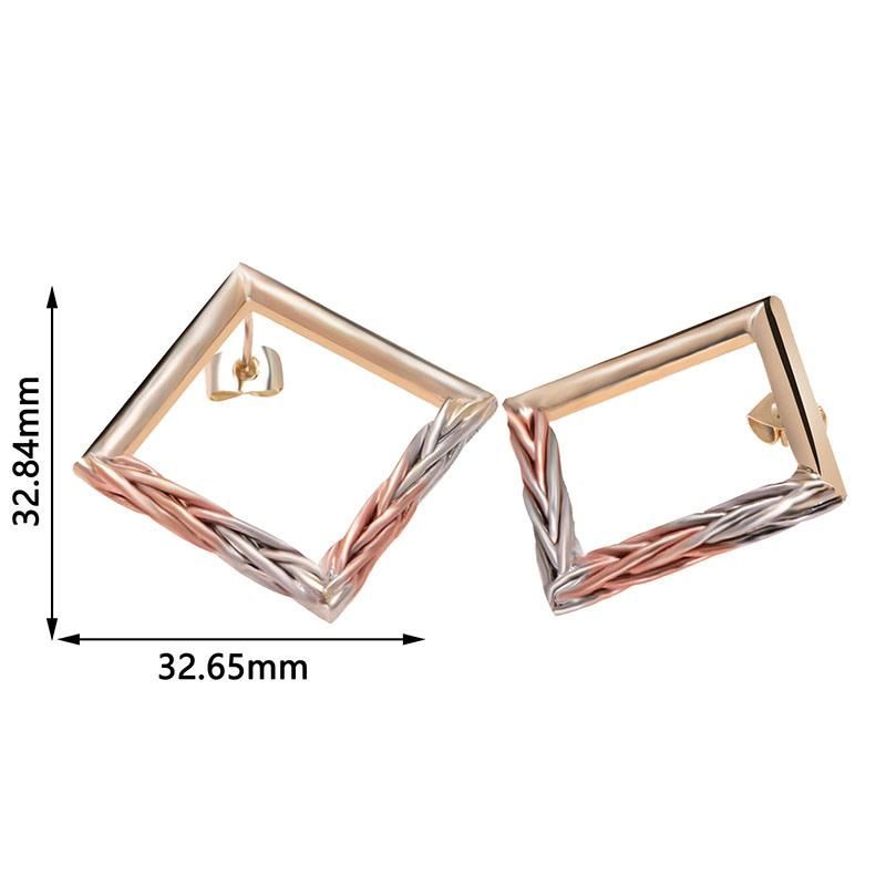 Wholesale Fashion Geometric Three-Color Girl′s Stud Earrings