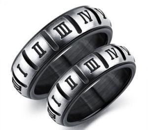Romantic Roman Numerals 316L Stainless Steel Couple Ring Fashion Design Ring for Men and Women