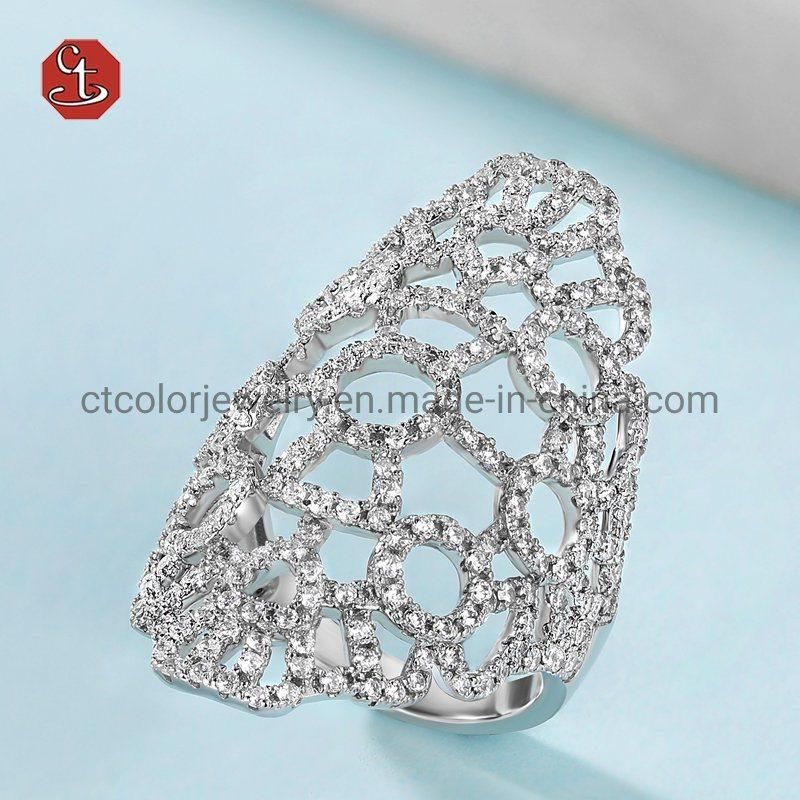 Fashion 925 Sterling Silver Different Shape Stones Open Ring Jewelry Adjustable Ring