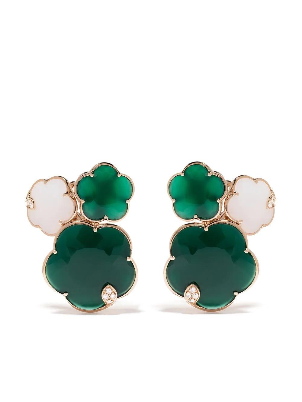 Fashionable and Elegant Flower Jade Earrings Jewelry