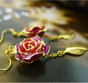 Jewelry Earrings of 24k Gold Rose (EH050)