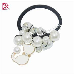 Girl Women Pearl Cat Ponytail Holder Fashion Hair Accessories