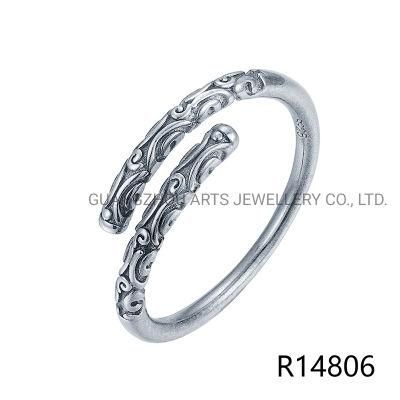 925 Sterling Silver Creative Wave Stackable Hip Hop Style Ring