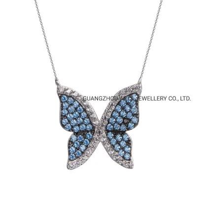 Color Czs Over Butterfly Silver Necklace