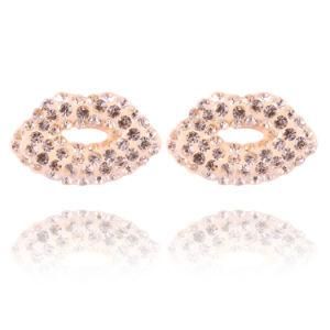 Fashion Champagne Austrian Crystal Lip Shaped Earring