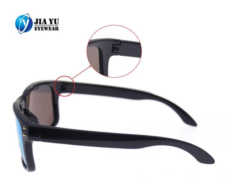 2022 Custom Square Frame Mirror Blue Plastic Polarized Men Sunglasses