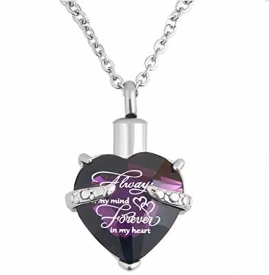 Purple Glass Heart Jewelry Pendant Heart Shape Ash Jewelry