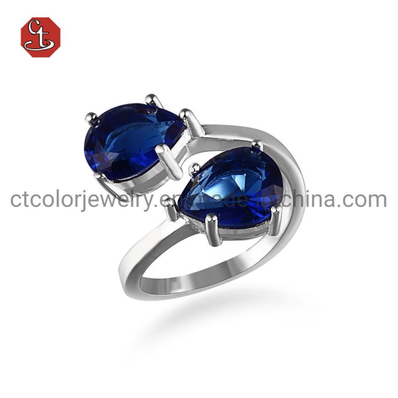 Luxury Silver Ring with Diamonds CZ Brass Rings
