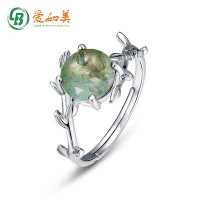 Hotsale Ins Big Stone Branch Silver 925 Jewelry Natural Gemstone Moses Quartz Ring