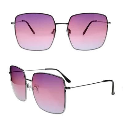 Large Square Frame Metal Sunglasses