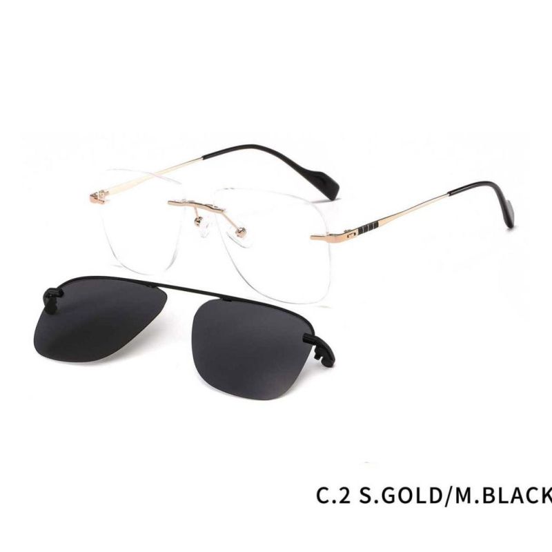 Rimless Metal Clip on Sunglasses Polarized Sunglasses Wholesale Custom Metal Magnetic Clips on Sunglasses