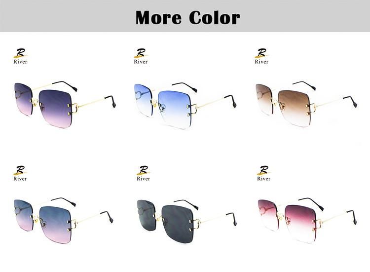 Square Popular Custom Logo Ready Frameless Women Sunglasses