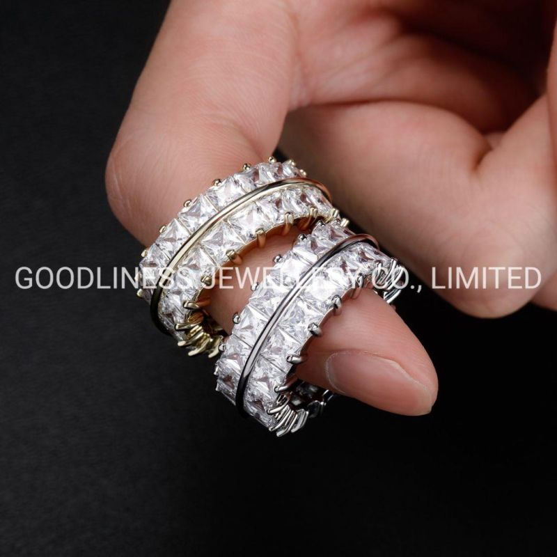 Iced out Two Row CZ Rings Hip Hop Rapper Jewelry