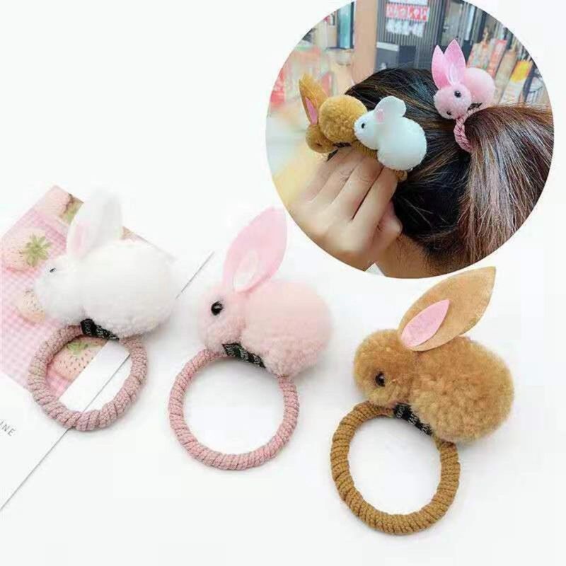 Lovely Rabbit Hair Clip Child Elastic Hair Band Tie with Rabbit Kids