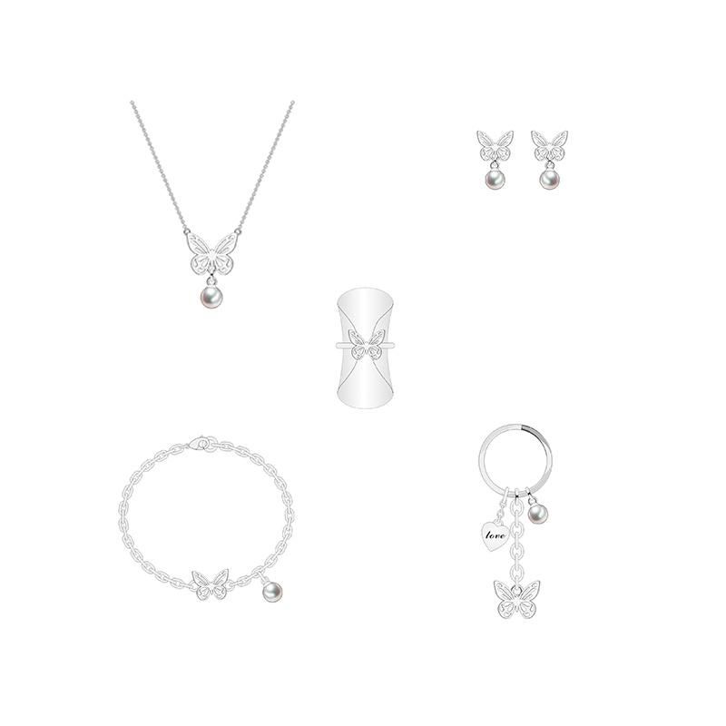 Obm Simple Classic Design Butterfly Shape Silver Jewelry