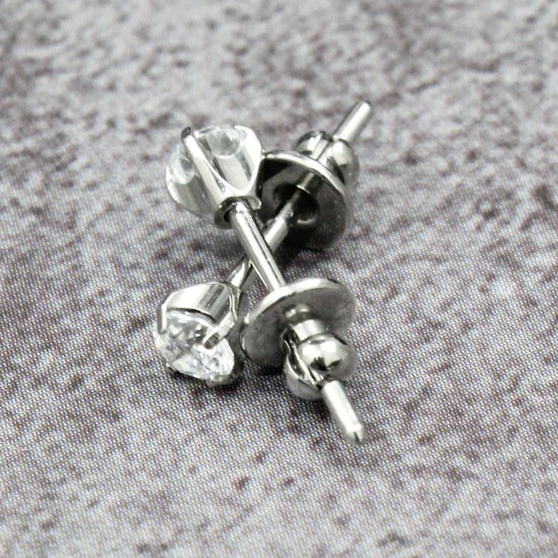 Eternal Metal Prong Set CZ Titanium Stud Earrings Body Jewelry