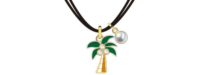 China Custom Designed Green Brown Coconut Tree Shape Jewelry Set