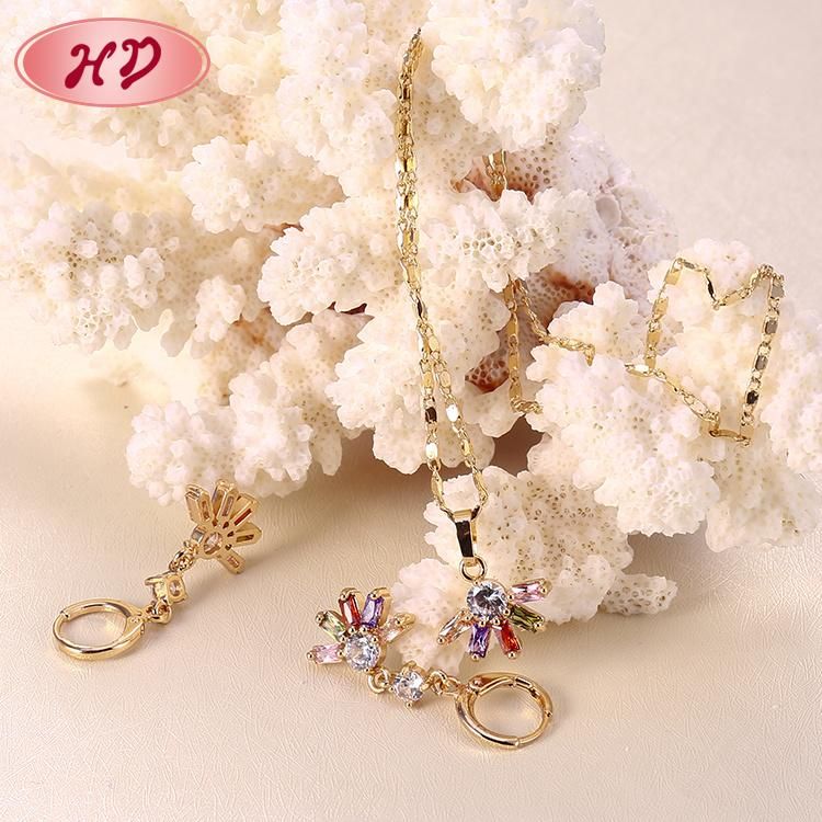Colorful Crystal 18K Gold Plated Jewelry Set for Women