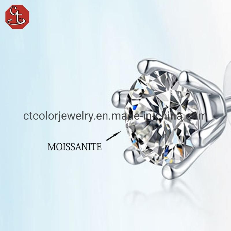 NEW Arrival Fashion Ear Stud MOISSANITE Diamond 1 carat Earrings for Women
