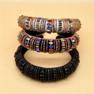 Hhot Sales High Quality Handmade Baroque Crystal Hairband Luxury Colourful Diamonds for Women