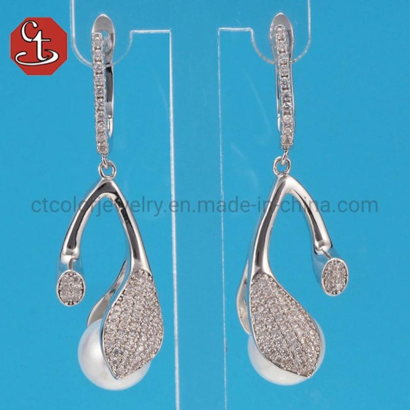 White Cubic Zirconia Jewelry Sets Pearl Bridal Jewelry for Women Elegant Pearl Rings