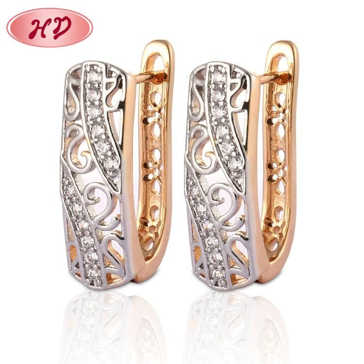 Costume Fashion Women Jewelry 14K 18K Gold Plated Imitation Huggie Hoop Earring with CZ Pearl