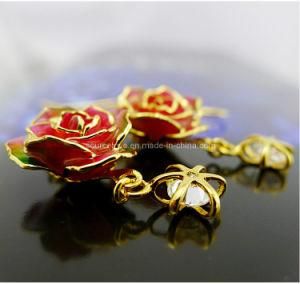 Christmas Gift- 24k Gold Rose Earring Made of Real Rose (EH060)