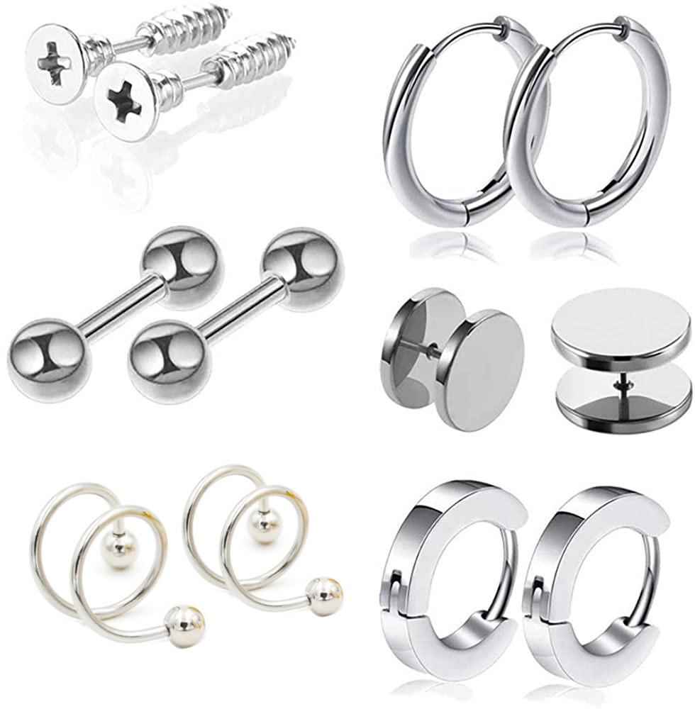 Stainless Steel Earrings Sets Silver Gold Rose Gold Plated Earrings Body Jewelry for Women Men