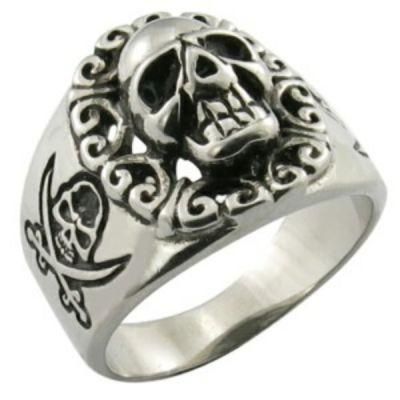 Silver Cool Men Helmet Skull Ring