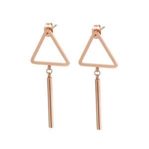 Geometric Triangle Titanium Tassel Gold-Plated Stainless Steel Earrings Stud